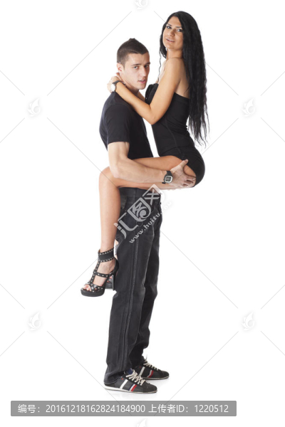 戀愛中的年輕情侶-男人手上的女人