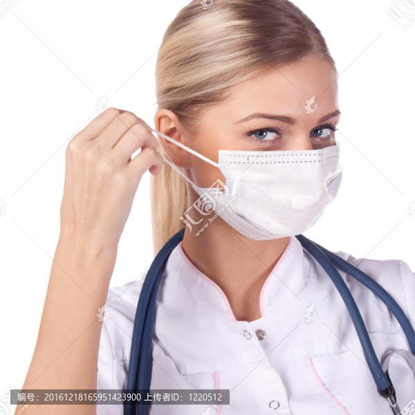 戴面具的女醫(yī)生肖像。去除