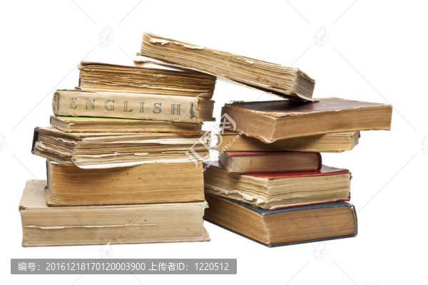 一套老式的白色背景下的老式書(shū)籍集