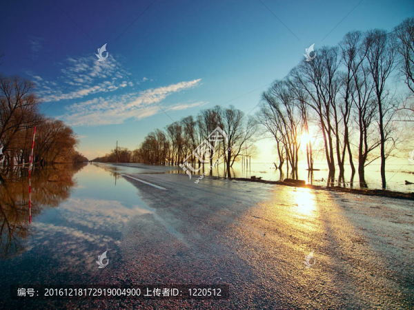 道路被水淹沒