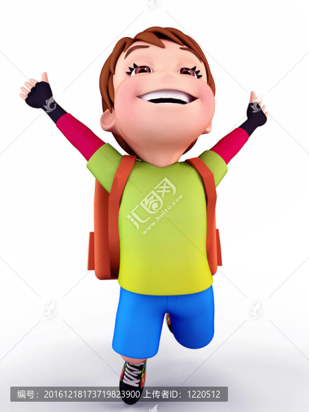 快樂男孩帶書包飛