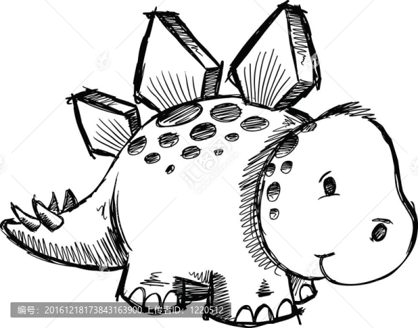 劍龍類恐龍素描涂鴉