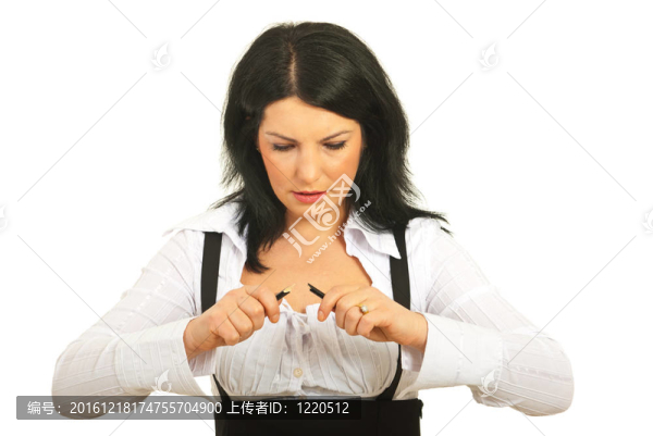 強(qiáng)調(diào)業(yè)務(wù)的女人打破鉛筆