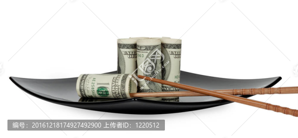 盤子上的百元紙幣