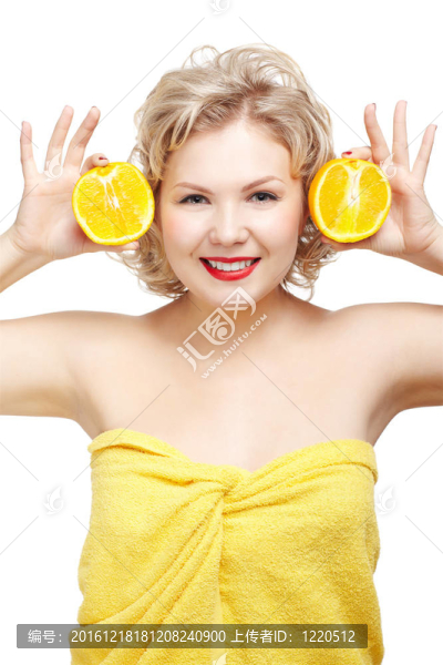 金發(fā)女人橙色