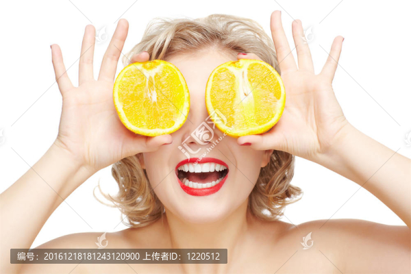 金發(fā)女人橙色