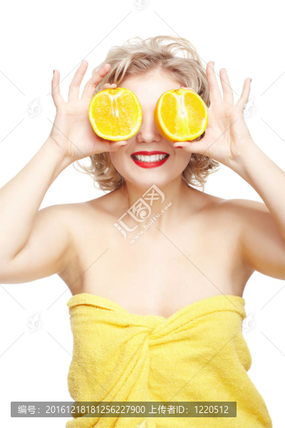 金發(fā)女人橙色