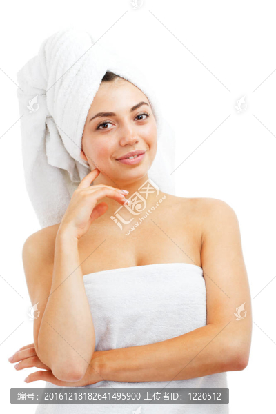 年輕美女洗澡后的肖像。