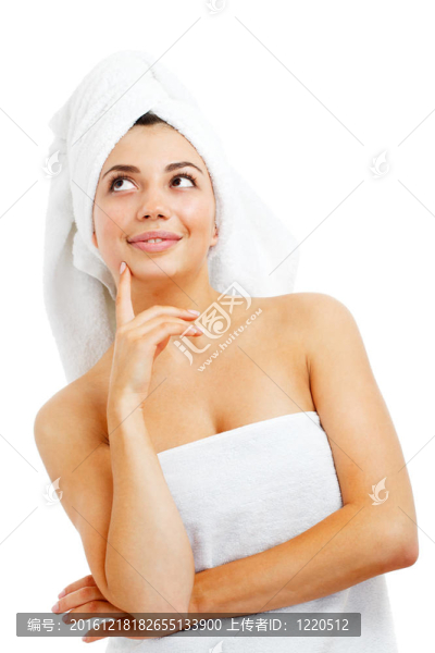 年輕美女洗澡后的肖像。