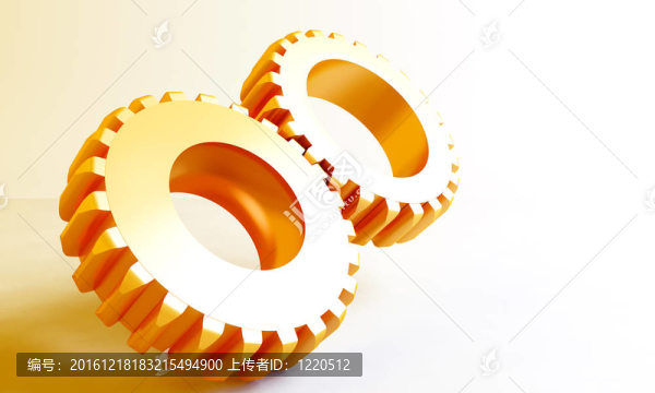 白色背景上的金色金屬齒輪