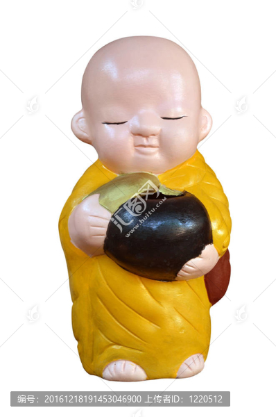 白色背景孤立的小和尚