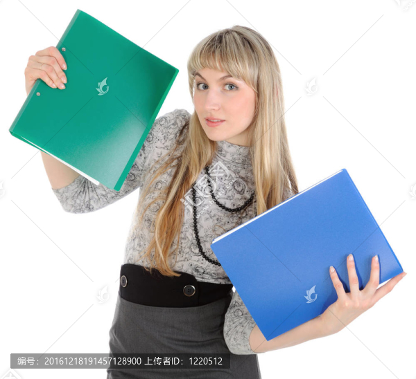 攜帶文件夾的女孩。