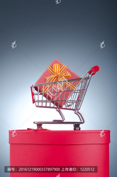 帶購(gòu)物車的圣誕購(gòu)物概念