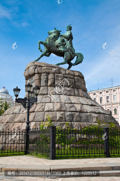 Hetman,Bogdan,Khmelnitsky的雕像在基輔；烏克蘭
