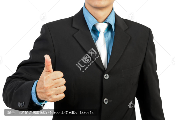 商人在白色背景上給你豎起大拇指
