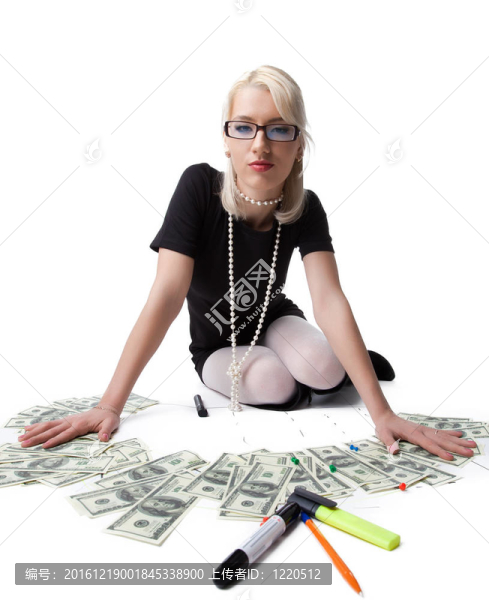 快樂的金發(fā)女商人該錢