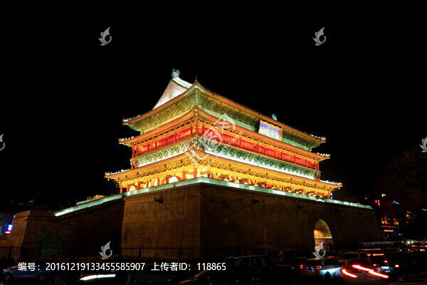 西安,鼓樓,鐘鼓樓,夜景