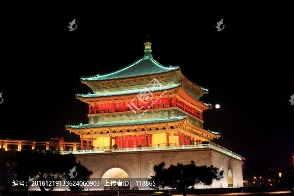西安,鐘樓,西安鐘樓,夜景