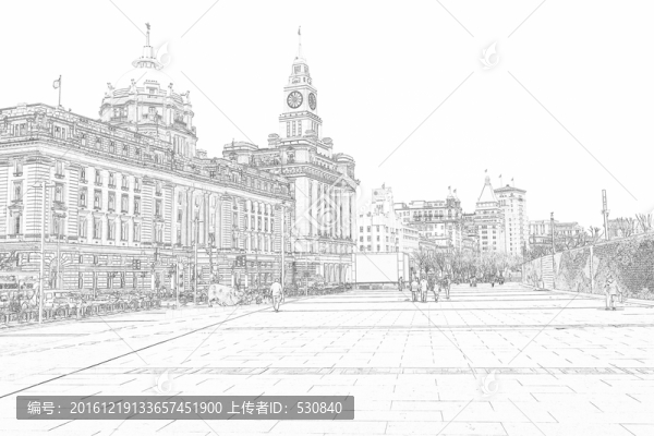 上海外灘建筑線描