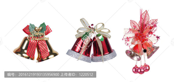 三個帶紅絲帶的圣誕鈴鐺