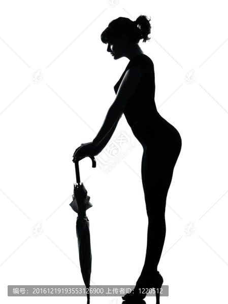 剪影女子抱閉傘
