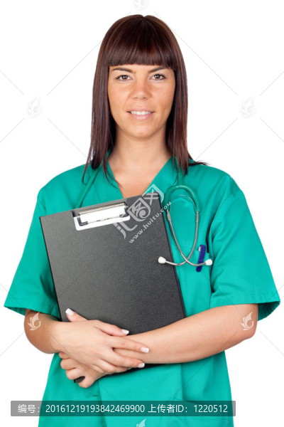 快樂醫(yī)生女人與剪貼板