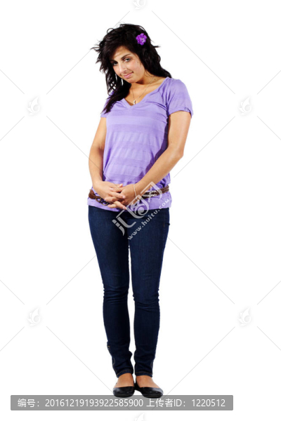 年輕漂亮害羞的女孩頭下來