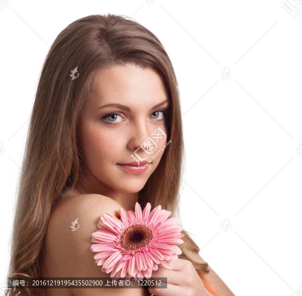 一個年輕漂亮的女人味的粉紅色花朵特寫