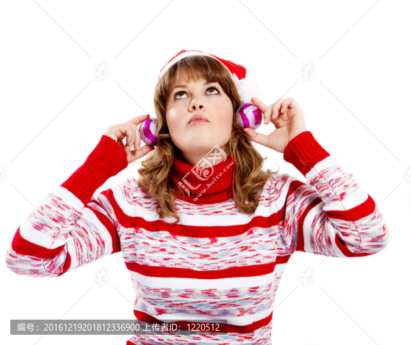 美麗的女人在圣誕帽
