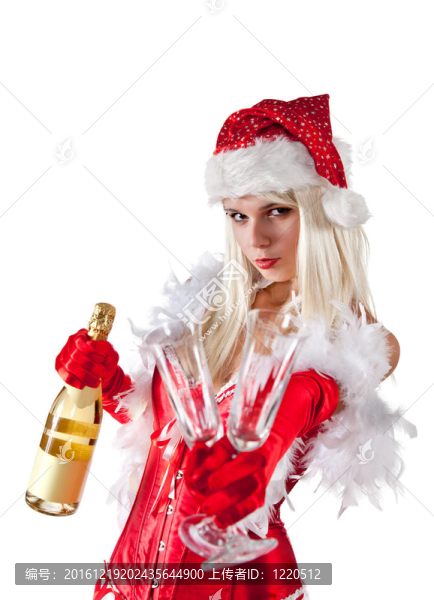 迷人的Santa夫人與香檳