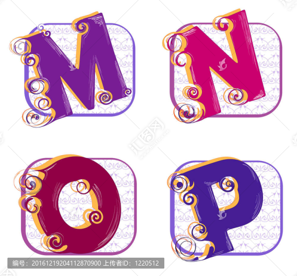 字母M；N；O；P