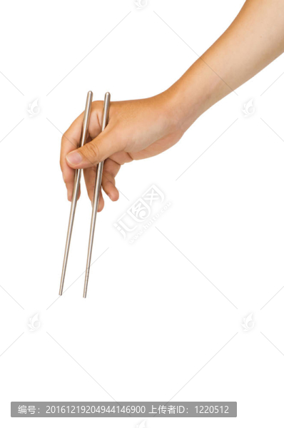 孤立的手拿著筷子