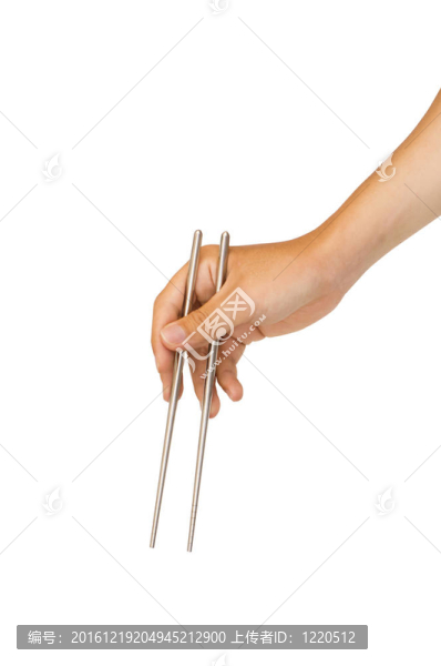 孤立的手拿著筷子