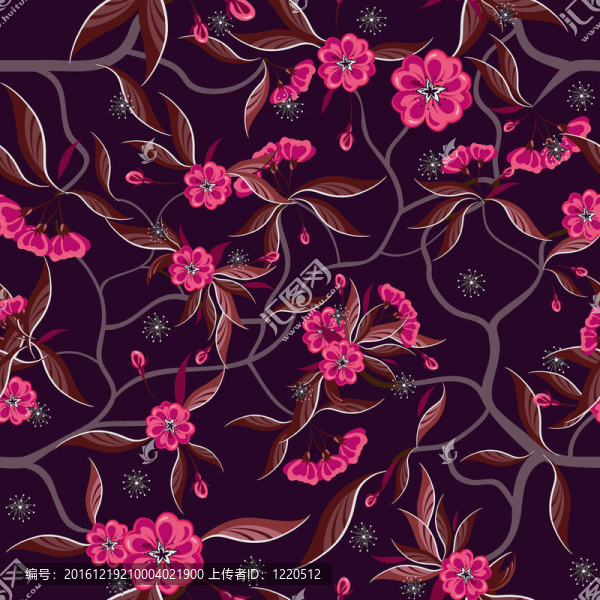 紅色的花，無縫