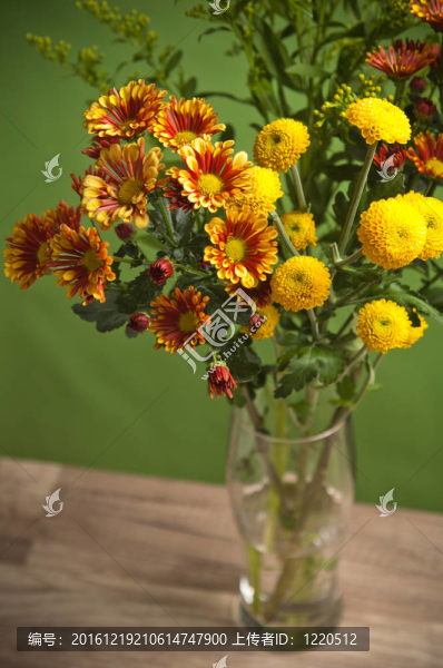 花瓶中的夏日花束；特寫