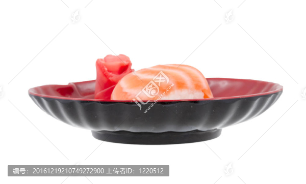 在白色背景的日本壽司三文魚華騎棚拍