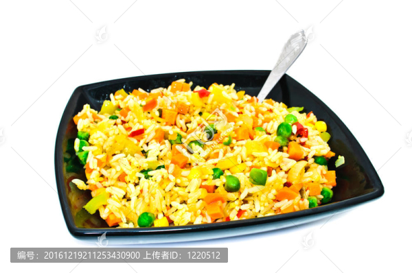 黑方板，米飯和蔬菜沙拉
