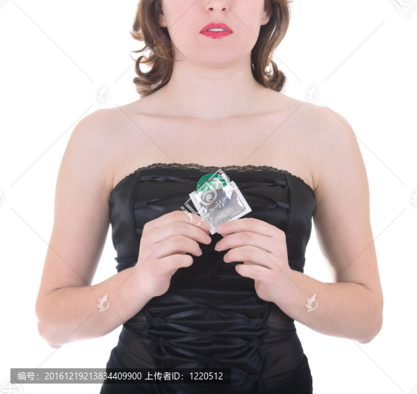 穿黑色避孕套的女人；白色隔離