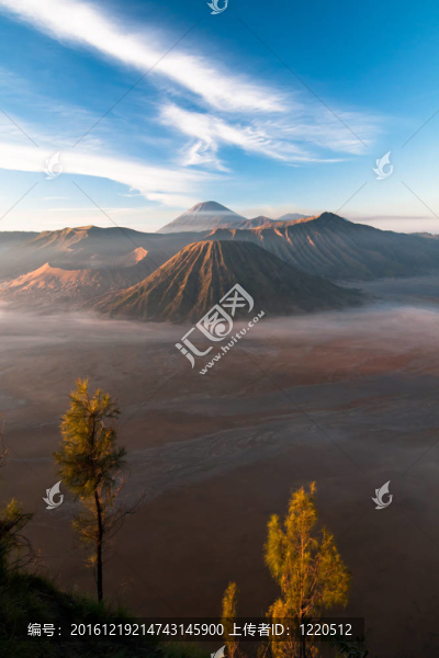 布羅莫火山的火山，印度尼西亞