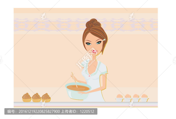 美麗女士烹飪蛋糕