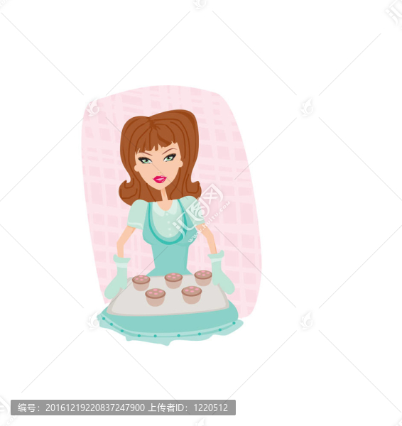 美麗女士烹飪蛋糕