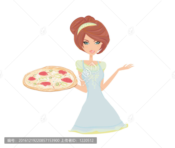 漂亮的女招待喜歡比薩餅