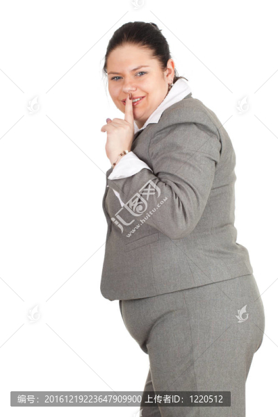微笑的超重；在灰色西裝沉默胖商人；系列