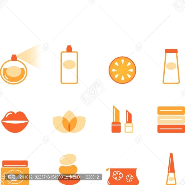 水療和化妝品圖標集（橙色）