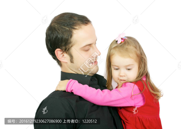 快樂父親和可愛的小女兒畫像