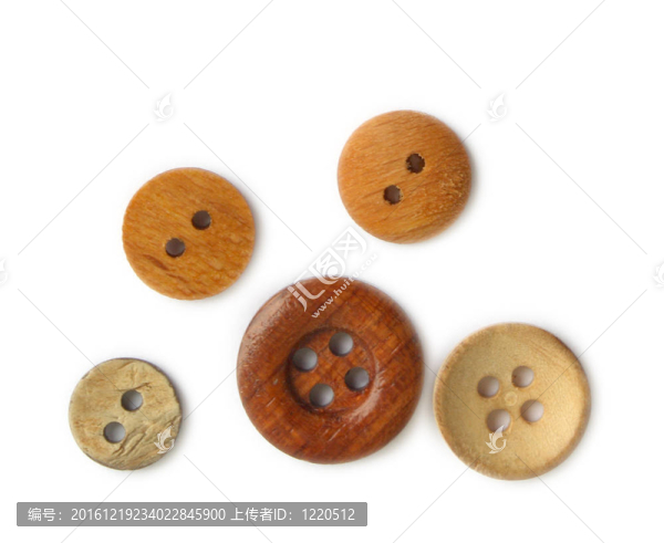白色背景的木制按鈕