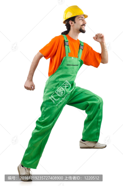建筑工人孤立的白色