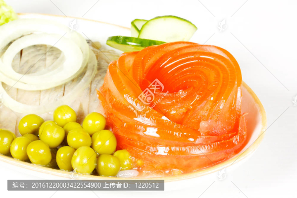 食物系列：魚(yú)片與蔬菜的宏觀圖片