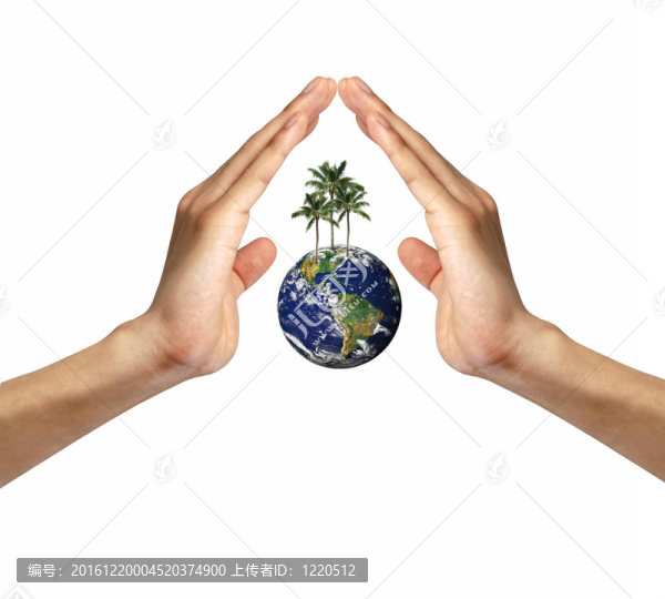 生態(tài)概念：地球在白色的手孤立