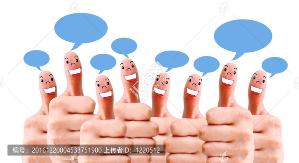 帶有社交聊天符號和語音泡沫的手指面部群